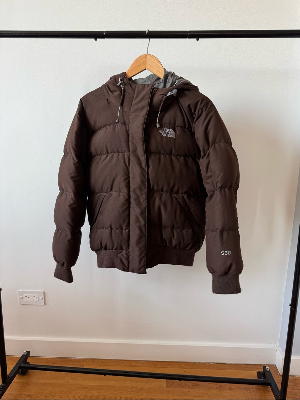 The North Face Brown Hooded 550 Insulated Puffer Jacket